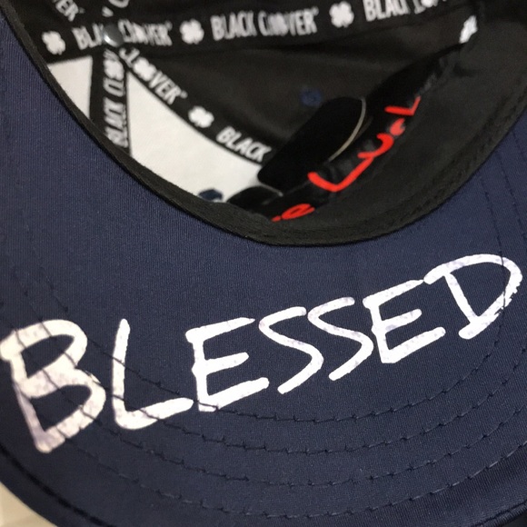 Black Clover Tony Robbins Blessed Live Lucky Hat Baseball Cap Navy Blue New - Picture 14 of 16